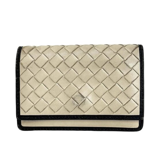 BOTTEGA VENETA Intrecciato - Cream Black Leather B - Picture 1 of 5